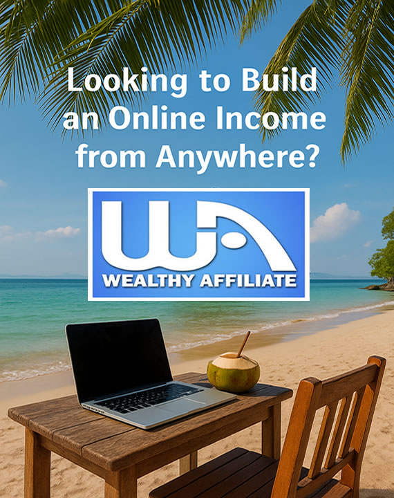 Digital nomad workspace on a beach in Thailand – Wealthy Affiliate promotion