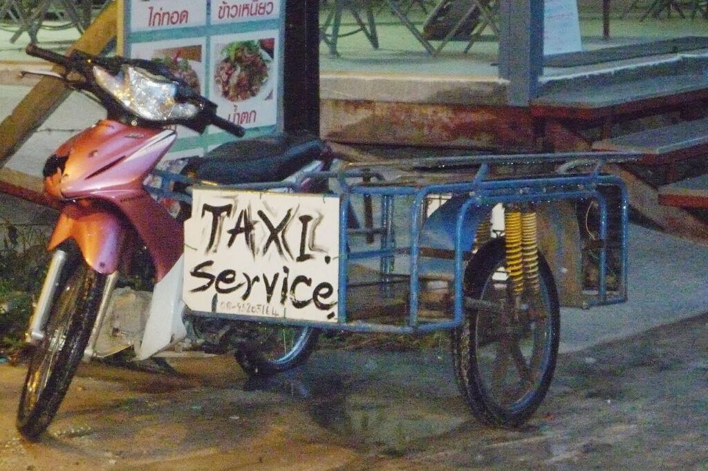 Motorbike taxi with sidecar used for transport on Koh Lipe, Thailand