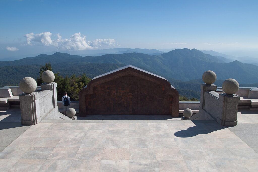 Mountain view from the Royal Pagoda terrace at Doi Inthanon National Park, Chiang Mai