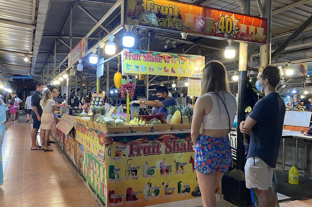 Fruit shake stall at a night market in Phuket Town
