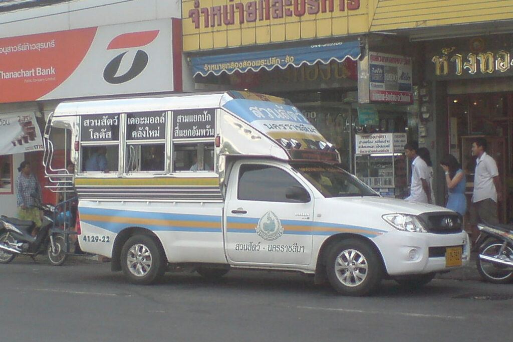 Songthaew pickup truck used as local public transport in Nakhon Ratchasima (Korat), Thailand