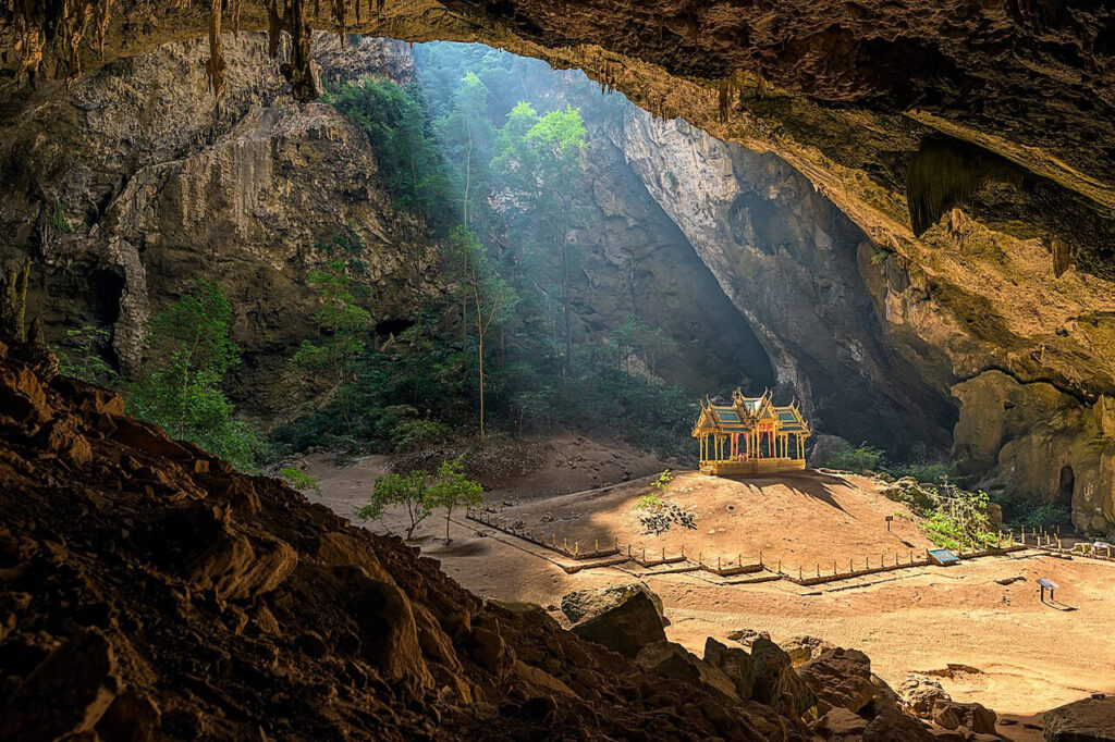 Phraya Nakhon Cave pavilion with sunlight in Sam Roi Yot National Park