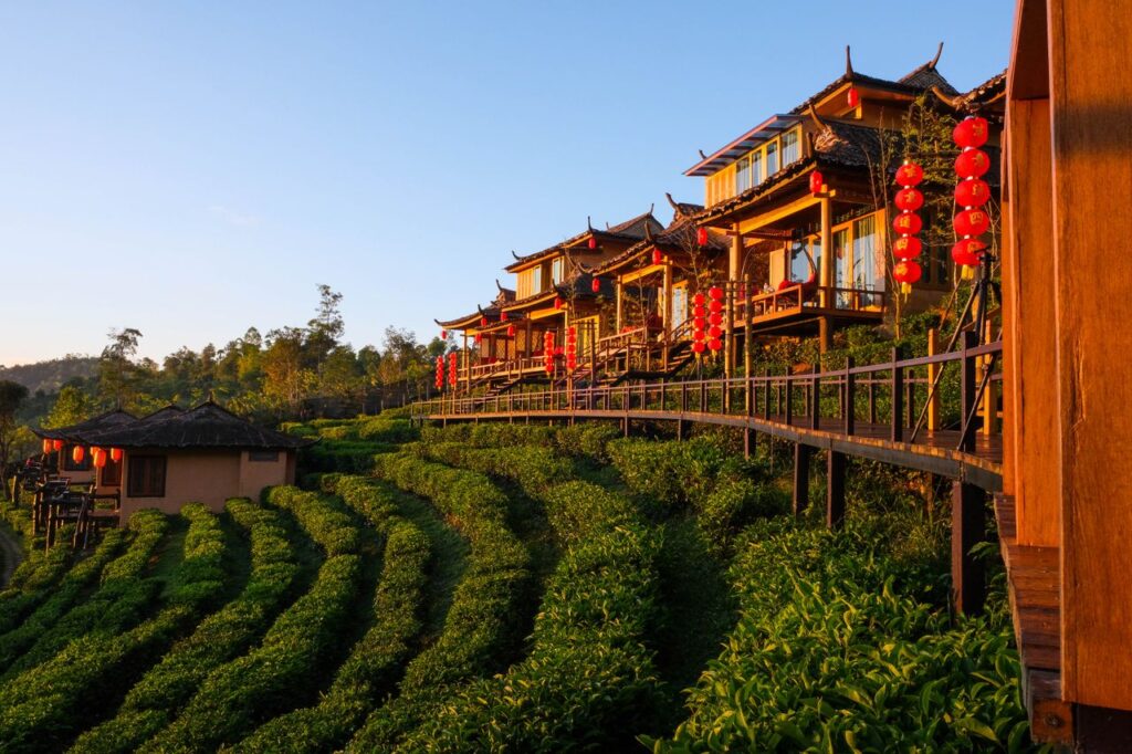Hillside accommodation surrounded by greenery in the Chiang Mai countryside