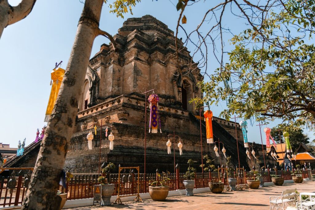 Historic Wat Chedi Luang temple in Chiang Mai Old City